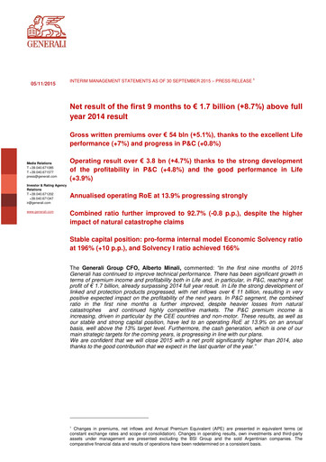 Miniature Generali Bilan financier 2015-9m