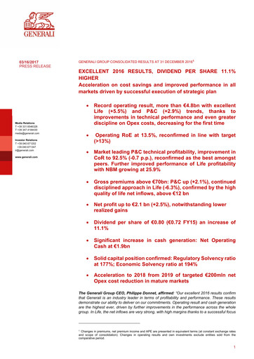 Miniature Generali Bilan financier 2016