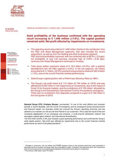 Miniature Generali Bilan financier 2020-q1
