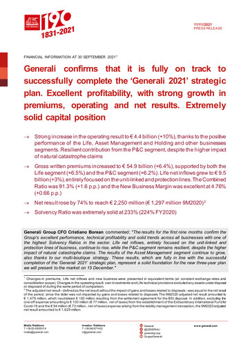 Miniature Generali Bilan financier 2021-9m