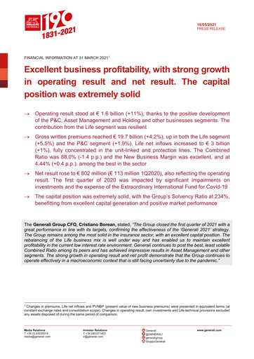 Miniature Generali Bilan financier 2021-q1