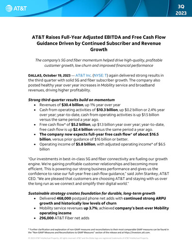 Thumbnail AT&T Quarterly Report 2023-q3