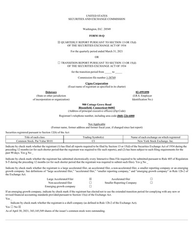 Thumbnail The Cigna Group Quarterly Report 2021-q1