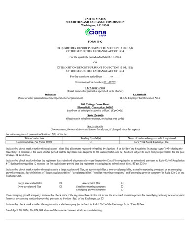 Thumbnail The Cigna Group Quarterly Report 2024-q1