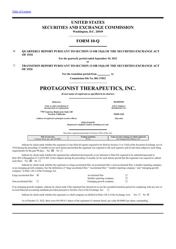 Vorschaubild Protagonist Therapeutics
 Quartalsbericht 2022-q3