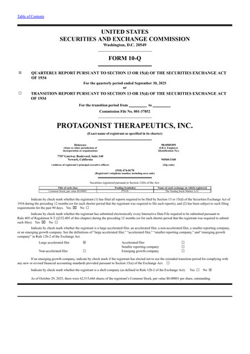 Vorschaubild Protagonist Therapeutics
 Quartalsbericht 2025-q3