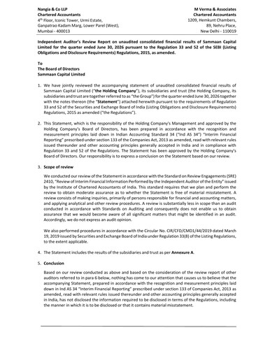 Thumbnail Sammaan Capital Quarterly Report 2026-q1