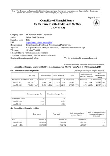 Miniature JX Advanced Metals Rapport trimestriel 2025-q1