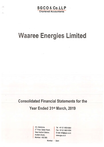 Thumbnail Waaree Energies Limited (WEL) Financial Statement 2018-2019