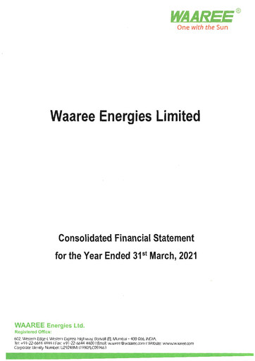 Thumbnail Waaree Energies Limited (WEL) Financial Statement 2020-2021