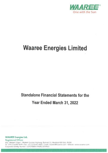 Thumbnail Waaree Energies Limited (WEL) Financial Statement 2021-2022