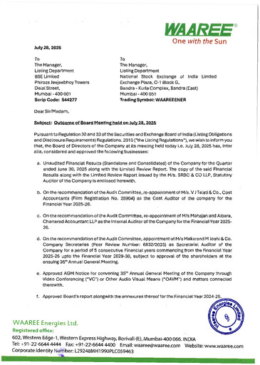 Thumbnail Waaree Energies Limited (WEL) Quarterly Report 2025-q1