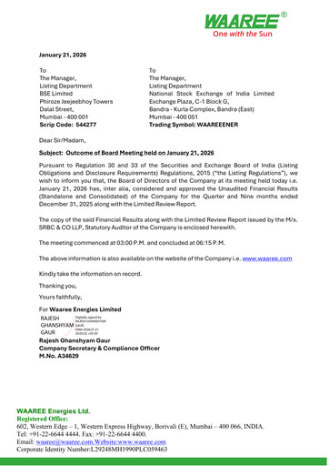 Thumbnail Waaree Energies Limited (WEL) Quarterly Report 2025-q3