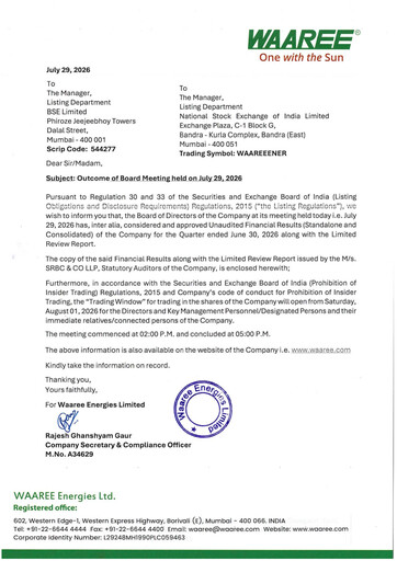 Thumbnail Waaree Energies Limited (WEL) Quarterly Report 2026-q1