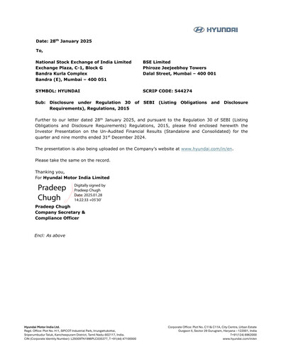 Thumbnail Hyundai Motor India Quarterly Report 2024-q3