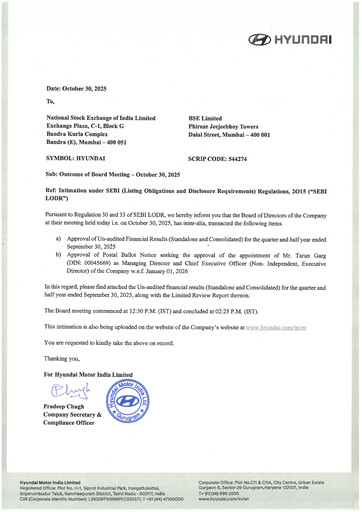 Vorschaubild Hyundai Motor India Quartalsbericht 2025-q2
