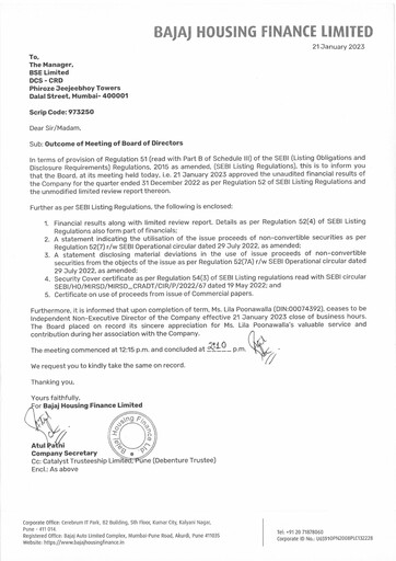Thumbnail Bajaj Housing Finance Limited (BHFL) Quarterly Report 2022-q3
