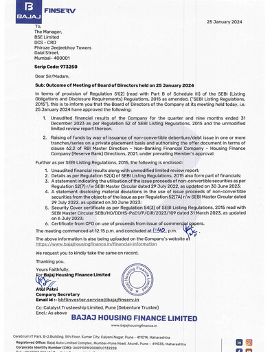 Thumbnail Bajaj Housing Finance Limited (BHFL) Quarterly Report 2023-q3