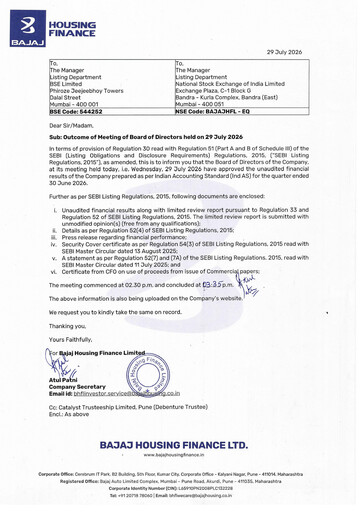 Vorschaubild Bajaj Housing Finance Limited (BHFL) Quartalsbericht 2026-q1