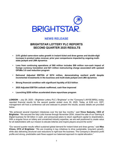 Thumbnail Brightstar Lottery Quarterly Report 2025-q2