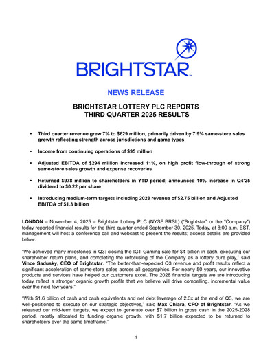 Thumbnail Brightstar Lottery Quarterly Report 2025-q3