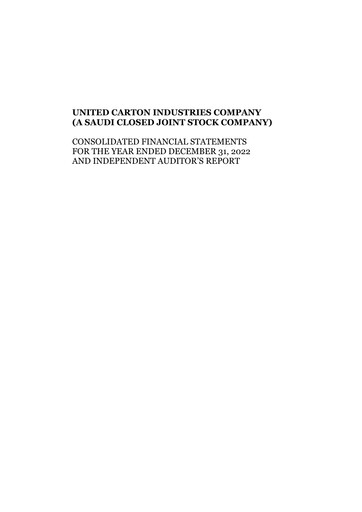 Vorschaubild United Carton Industries Company Finanzmitteilung 2022