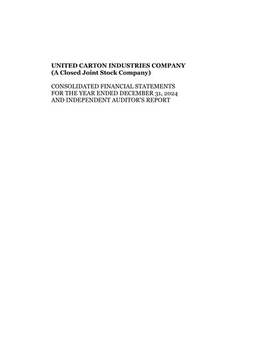 Vorschaubild United Carton Industries Company Finanzmitteilung 2024