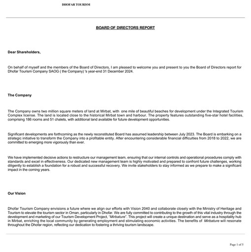 Thumbnail Dhofar Tourism Annual Report 2024