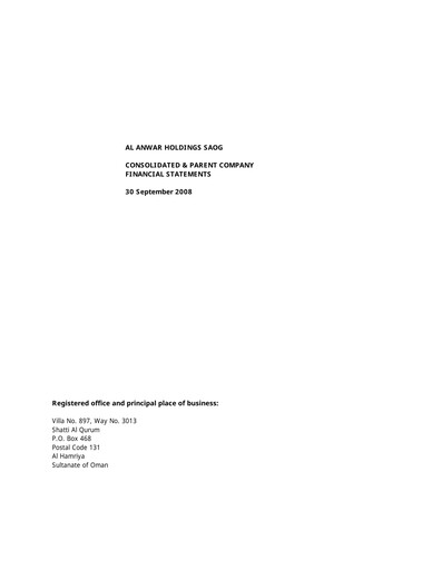 Thumbnail Al Anwar Investments SAOG Financial Statement 2008-h1