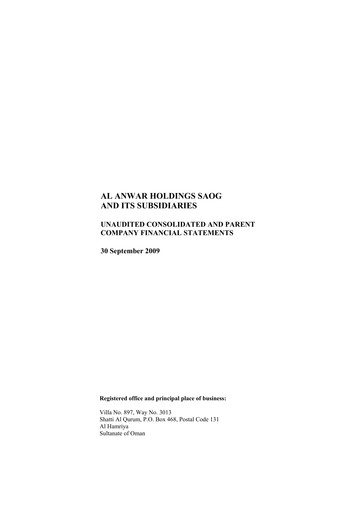 Thumbnail Al Anwar Investments SAOG Financial Statement 2009-h1
