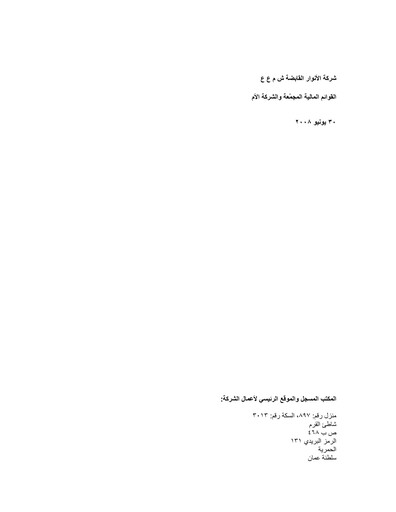 Thumbnail Al Anwar Investments SAOG Quarterly Report 2008-q1