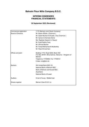 Thumbnail Bahrain Flour Mills Company Financial Statement 2023-9m