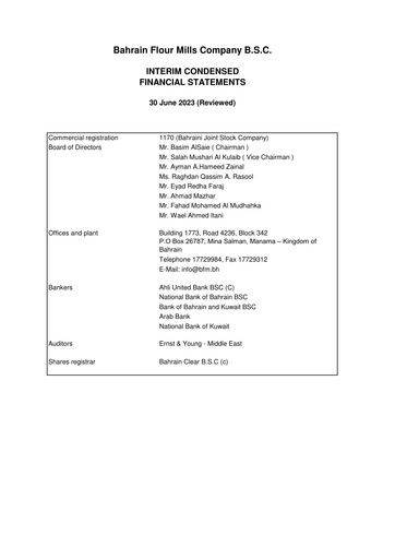 Thumbnail Bahrain Flour Mills Company Financial Statement 2023-h1