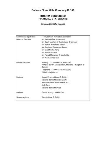 Thumbnail Bahrain Flour Mills Company Financial Statement 2025-h1