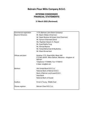 Thumbnail Bahrain Flour Mills Company Financial Statement 2025-q1