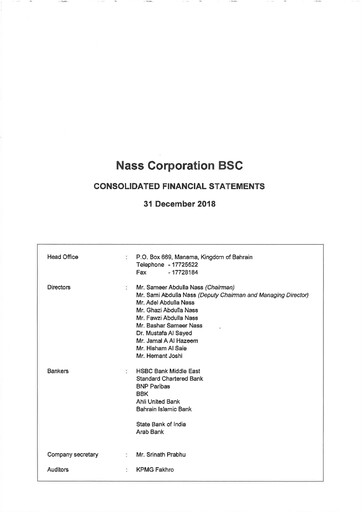 Thumbnail Nass Corporation B.S.C. Financial Statement 2018