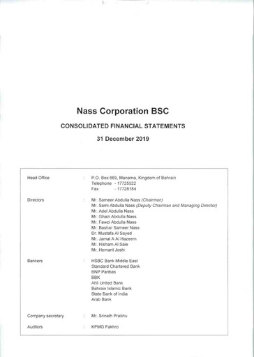 Thumbnail Nass Corporation B.S.C. Financial Statement 2019