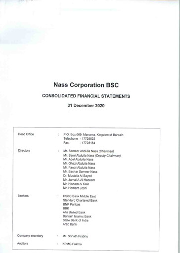 Thumbnail Nass Corporation B.S.C. Financial Statement 2020
