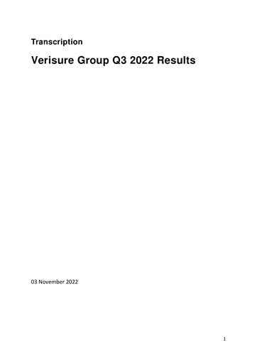 Thumbnail Verisure plc Quarterly Report 2022-q3