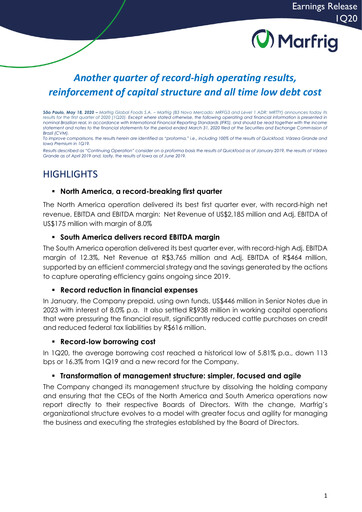 Thumbnail Marfrig Global Foods Quarterly Report 2020-q1