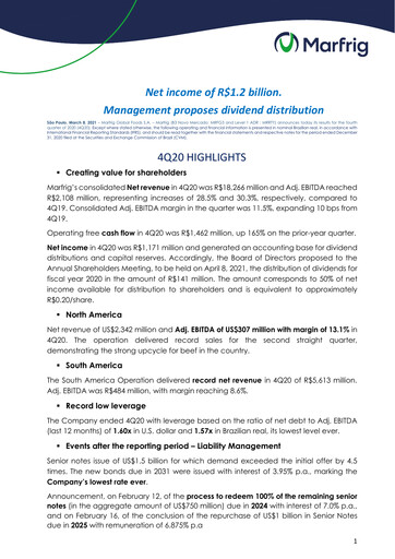 Thumbnail Marfrig Global Foods Quarterly Report 2020-q4