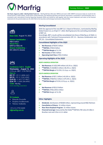 Thumbnail Marfrig Global Foods Quarterly Report 2022-q2