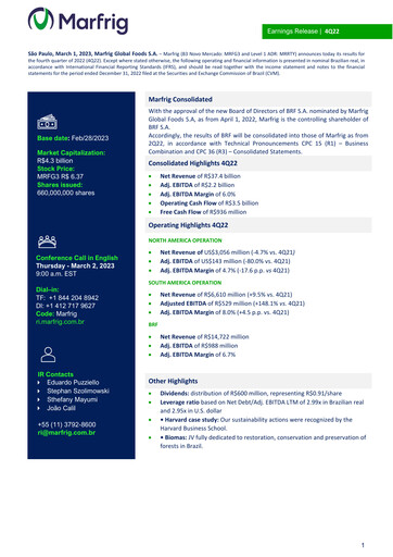 Thumbnail Marfrig Global Foods Quarterly Report 2022-q4