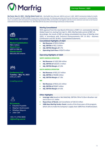 Thumbnail Marfrig Global Foods Quarterly Report 2023-q1