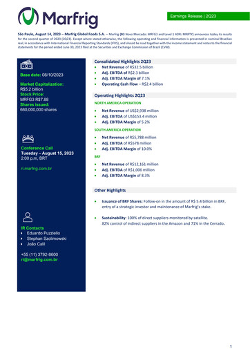 Thumbnail Marfrig Global Foods Quarterly Report 2023-q2