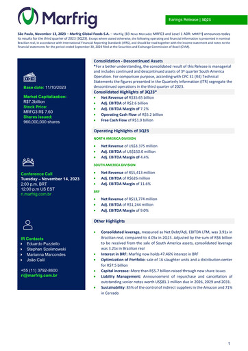 Thumbnail Marfrig Global Foods Quarterly Report 2023-q3