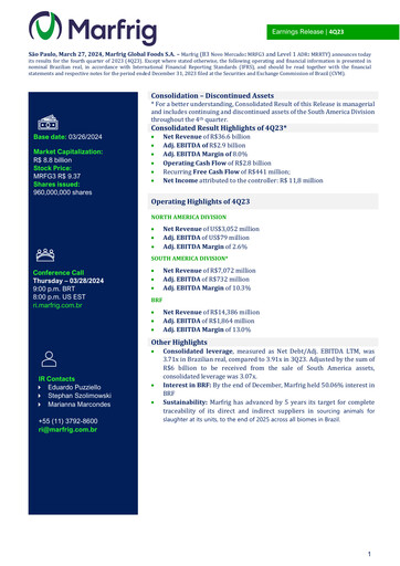 Thumbnail Marfrig Global Foods Quarterly Report 2023-q4