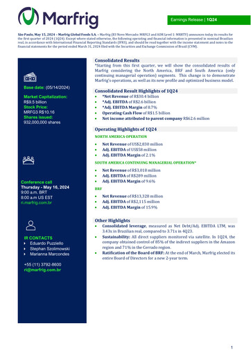 Thumbnail Marfrig Global Foods Quarterly Report 2024-q1