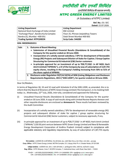 Thumbnail NTPC Green Energy Quarterly Report 2026-q1