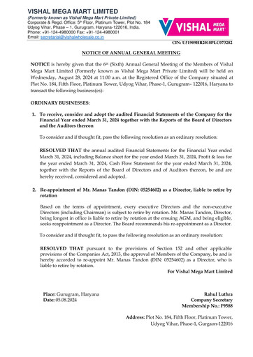 Thumbnail Vishal Mega Mart Limited Annual Report 2023-2024